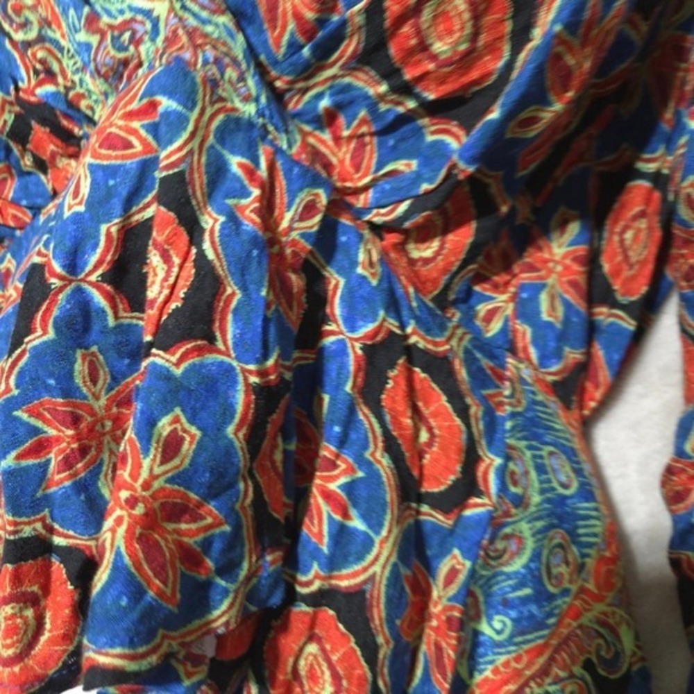 Free People Wrap Top Boho Floral Paisley Long Sleeve Y2k Artsy Gypsy Style - Picture 6 of 7